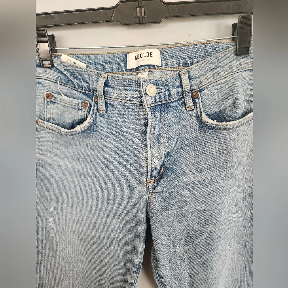 AGOLDE light blue wash distressed skinny jeans size 26 - Picture 2 of 7